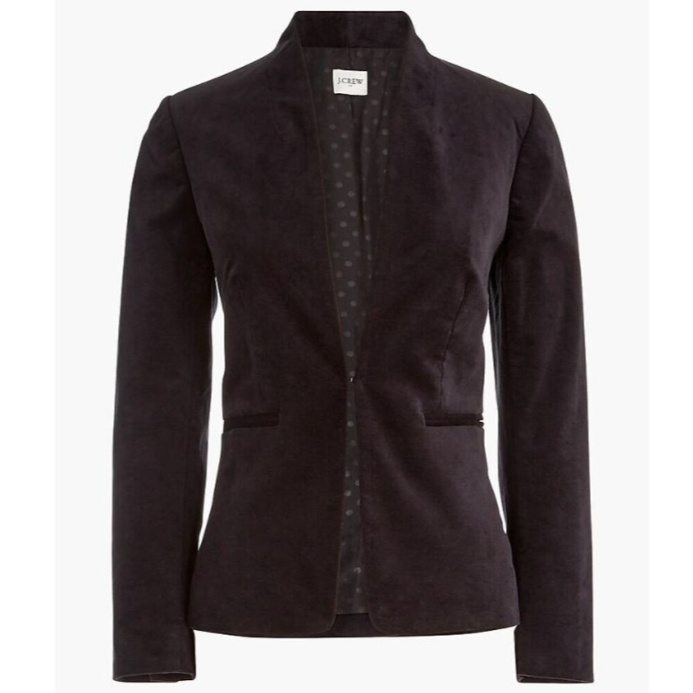 J Crew Velvet Broadway Blazer Jacket Women 24 Black Regency Dark Academia School